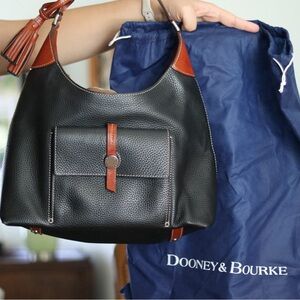 DOONEY & BOURKE Cambridge Hobo BCAMBO649 BL TN Black Tassels Pebble Leather